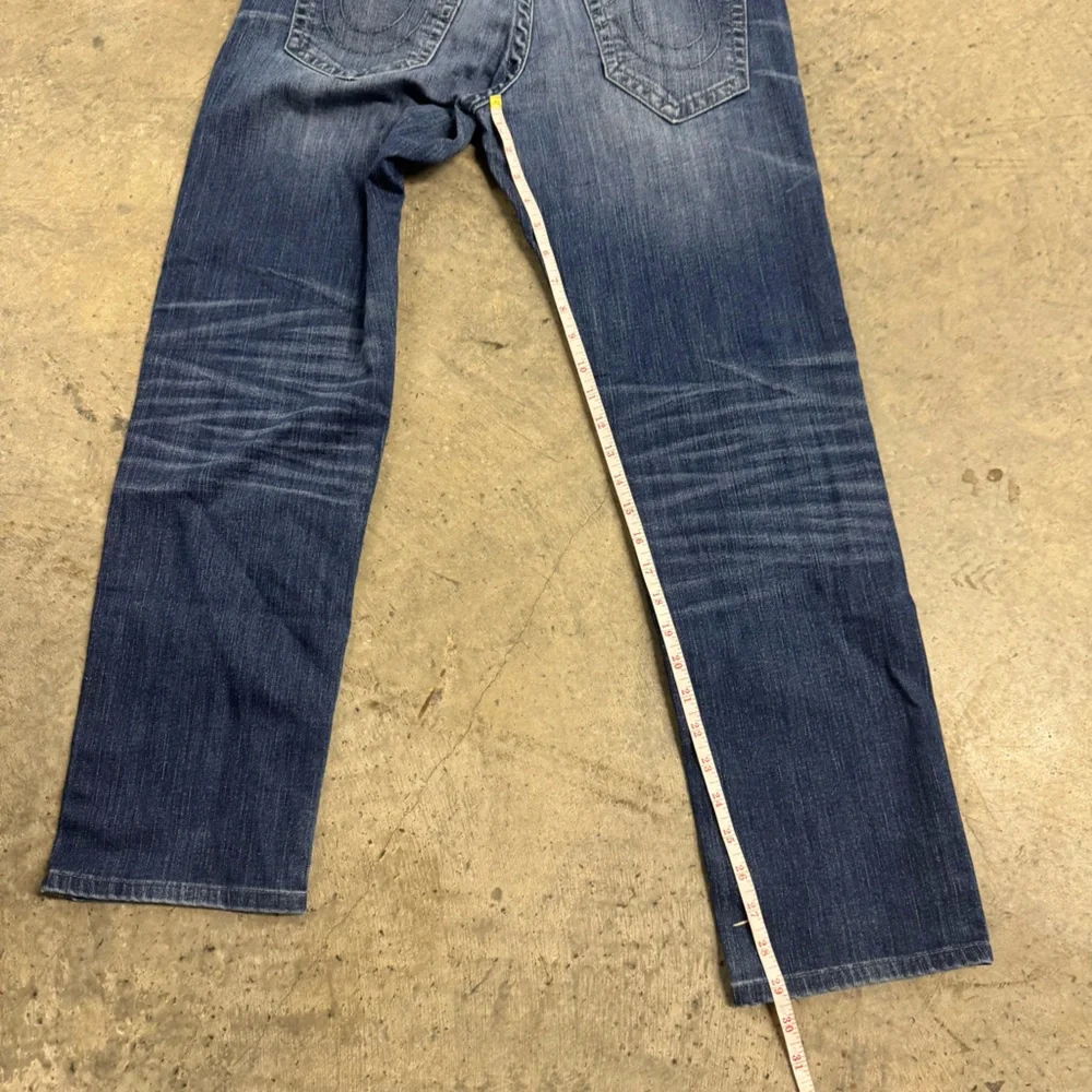 True Religion Men's Geno Straight Slim Blue Jeans Size 32 Classic Y2k Streetwear